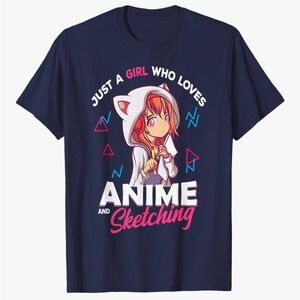 Anime Sketching Graphic T-Shirt - Small - NWOT